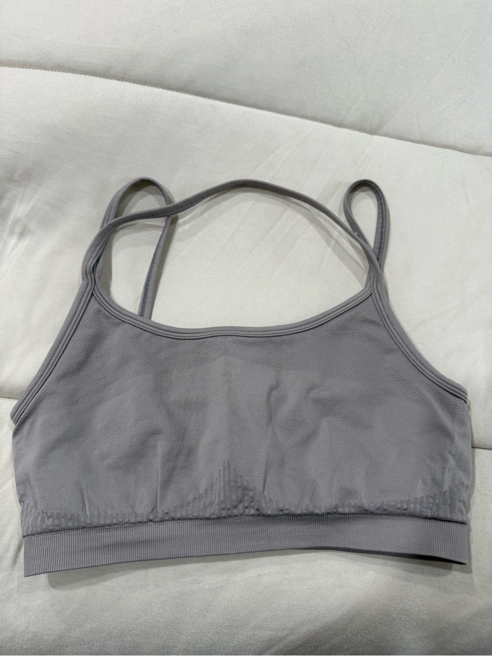 Fabletics Gray Double-Strap Seamless Sports Bra